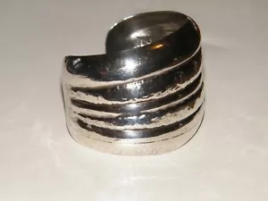 Rare Modernist MOULAGE MODELE STERLING SILVER CUFF BRACELET HandCrafted~Textured - Picture 1 of 13