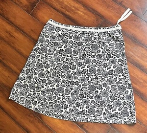 Sigrid Olsen Linen Cotton Skirt Black Beige Floral Size 20W Zip Button Closure - Picture 1 of 10