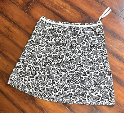 Sigrid Olsen Linen Cotton Skirt Black Beige Floral Size 20W Zip Button Closure - Image 1 of 4