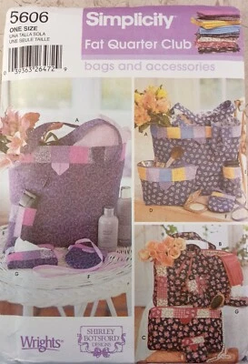 Simplicity 5606 Fat Quarter Club Botsford UNCUT Sewing Pattern Bag Tote Handbag+ - Image 1 of 4