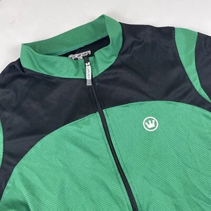 Canari Cycling Jersey Men’s M Green Black Full Zip Short Sleeve Back Pockets - Picture 1 of 10