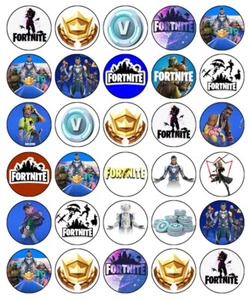 Fortnite Edible Cupcake Toppers –Wafer - Gamer Birthday Party Cake Decorations - Picture 1 of 4