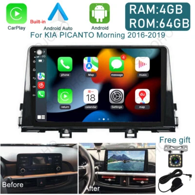 For 2016-2019 KIA PICANTO Morning radio Apple CarPlay Android 13 Car Stereo Navi - Image 1 of 4