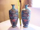 Pair small antique Japanese enamel cloisonne vase detailed very detailed  but