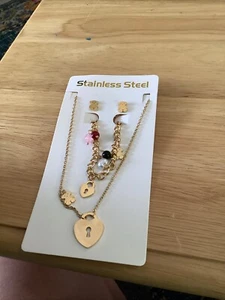 Edelstahl Halskette, Ohrring, Armband Set, Bärenmotiv  - Bild 1 von 5