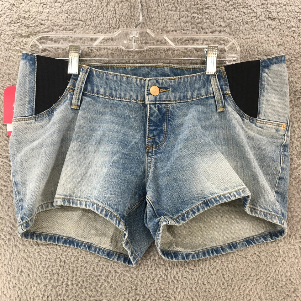 Ingrid & Isabel Maternity Cut Off Midi Shorts Womens 4 Blue Denim Low Rise  NWT - Image 1 of 4