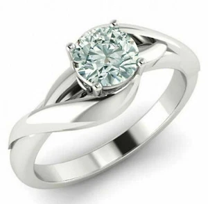 Anello di Fidanzamento Diamante Moissanite Tondo Bianco Ghiaccio 1,18+Ct Argento 925 Misura 7 - Foto 1 di 2