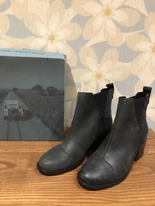 TOMS Womens Esme Black Leather Ankle Boots Size 6 New Other Block Heel - Foto 1 di 8