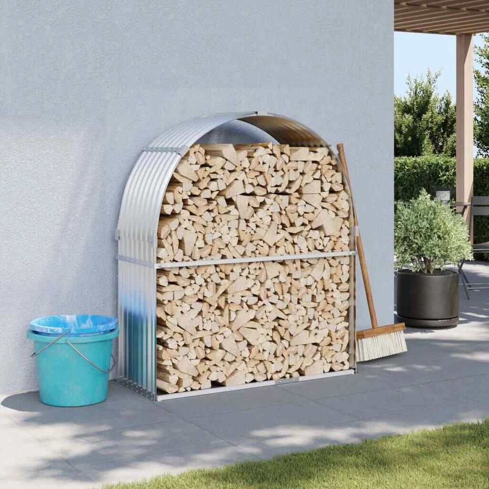 vidaXL Portaceppi Argento 120x45x140 cm in Acciaio Zincato - Immagine 1 di 1