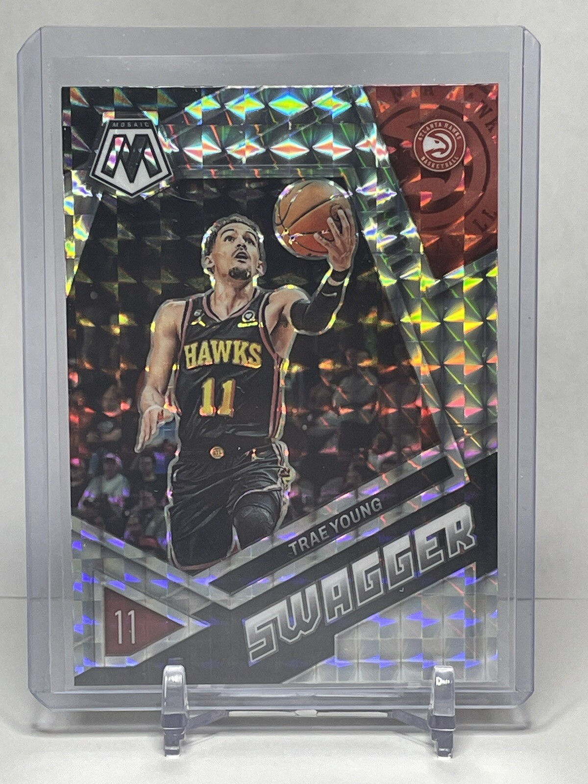 2022-23 Panini Mosaic Trae Young #3 Swagger Silver Mosaic Prizm Atlanta Hawks