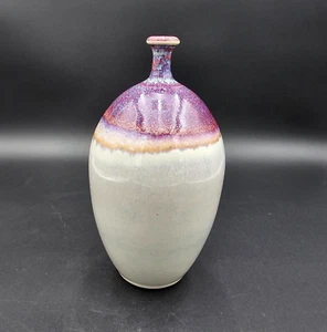 Studio Pottery Modern Flambe Vase Weed Pot Mid Century Signed Swirl Mark 9 in - Picture 1 of 4