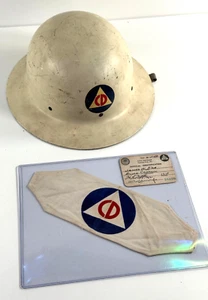 1954 Civil Defense Helmet Arm Band & Card WW2 homefront LOT Kansas city MO - Picture 1 of 19