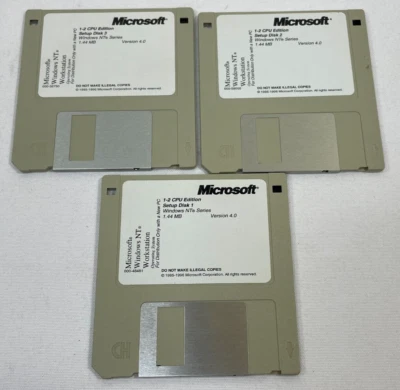 Vintage 1996 Microsoft Windows NT Workstation 1-2 CPU Edition 3.5" Floppy Disk - Image 1 of 4
