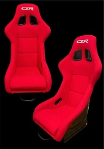 X2 CZR RACING RED CLOTH FIBER GLASS BUCKET RACING SEATS+SIDE MOUNT BRACKET - Bild 1 von 4
