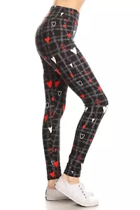 Buttery Soft High Waist Leggings heart patterns kids, reg & + sizes available!! - Picture 1 of 23