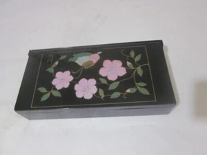 jewellery box with mirror black lacquered designed old n used - Picture 1 of 15
