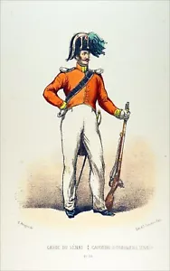 ITALIE - GARDE du SÉNAT de la COUR de ROME au 19e siècle - Gravure 19e siècle - Bild 1 von 2