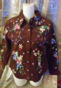 Western Top, women's blouse, embroidered top,blouse ,one of a kind size S - Picture 1 of 7