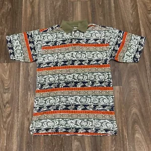 VTG Arrow Polo Shirt Men's Small Green Striped AOP Grandpa Y2K 90s - Picture 1 of 9
