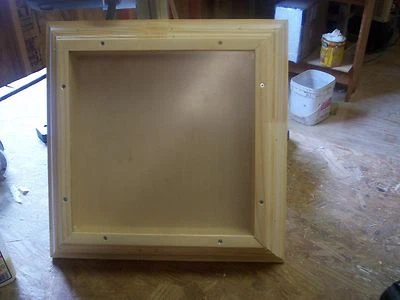 SOLID PINE 18 X 18 X 1.5  CROWN MOLD FRAME, SHADOW BOX, DISPLAY CASE, FRONT LOAD - Image 1 of 4
