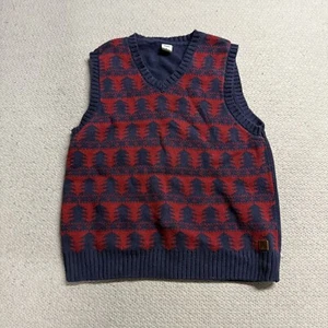 Janie and Jack Navy and Red Tree 100% Cotton Sweater Vest Size 6 EUC - Picture 1 of 5