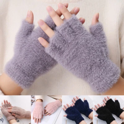 Damen Winter Halbfinger/Fingerlose Handschuhe Handwärmer Handgelenk Arm  | - Bild 1 von 4