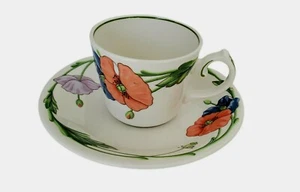 Juego de 2 tazas de té y platillo vintage VILLEROY & BOCH Amapola Alemania *EXCELENTE* - Imagen 1 de 8