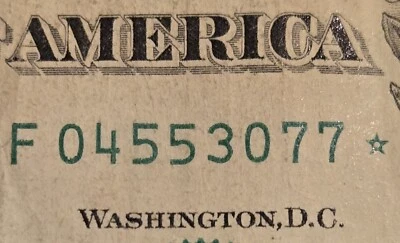 $1 Star Bill FANCY SERIAL # 2009-04553077* - Image 1 of 4