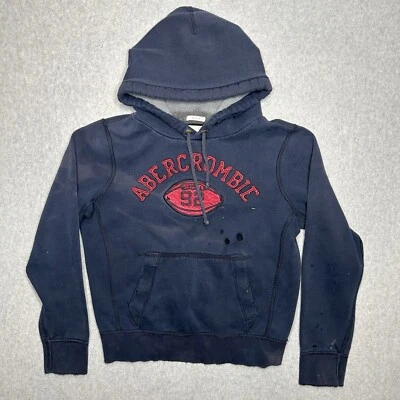 Abercrombie & Fitch Hoodie Sweatshirt Men's XL Muscle Y2K Distressed Blue - Image 1 of 4