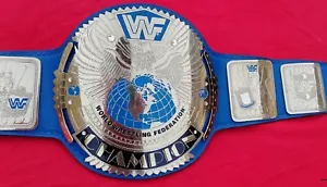Big Eagle Block Logo Blue Strap Championship Belt Replica Adult Real Leather - Picture 1 of 3