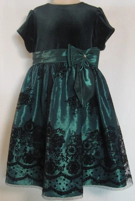 Vestido Jayne Copeland Verde Manga Corta con Encaje Negro Talla 6 Foto 1 de 4