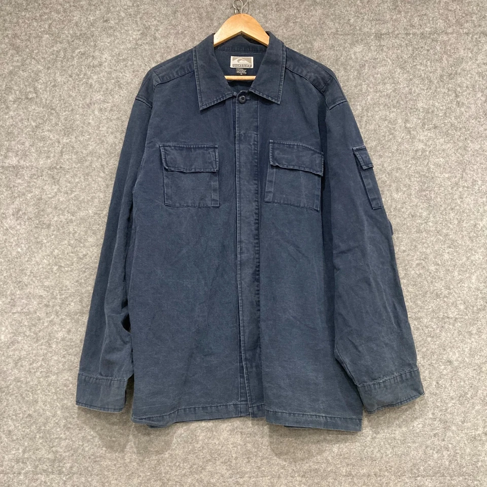 VINTAGE Quiksilver Shirt Mens Size XL Cotton Washed Blue Overshirt 49015 - Image 1 of 4