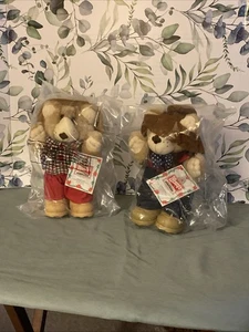 Wendy’s Old Fashioned Hamburgers Vintage Furkins Vintage 1986 Holiday Bear's Set - Picture 1 of 8