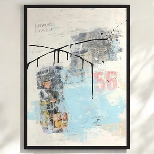 Quadro arte moderna astratta tecnica mista originale 18x24 firmato "Kish" - Foto 1 di 7