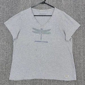 Life Is Good T-Shirt Damen XL grau Change Is Good Dragonfly Crusher Lite V-Ausschnitt - Bild 1 von 10