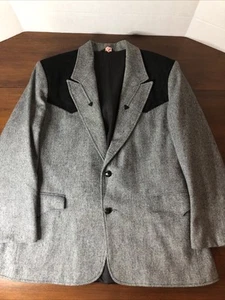 Pioneer Wear Western Blazer Jacket Men 44R Rockabilly Sport Coat Yoke Points VTG - Picture 1 of 12