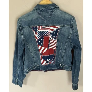 Women’s Tommy Hilfiger Denim Jacket Americana Themed Large - Picture 1 of 3