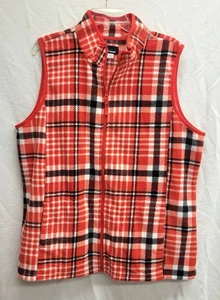 Basic Editions Womens Plaid Fleece Sleeveless Winter Vest Red/Black/White XLarge - Picture 1 of 10