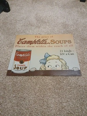 Placa de lata CAMPBELLS SOPAS 2001 16”x 12,5” VEJA!!!! Vintage - Imagem 1 de 4