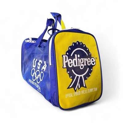 USA Olympic 1992 Vintage Adidas Blue Yellow Pedigree Duffle Bag - Image 1 of 4