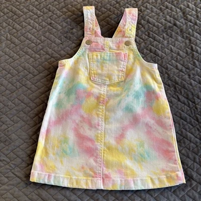 Vestido Delantal Denim Tie Dye Vintage Azul Marino Niñas 3T Foto 1 de 4