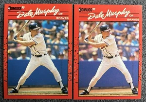 1990 Donruss Dale Murphy ERROR Card - Line over D - corrected version Baseball - Picture 1 of 2