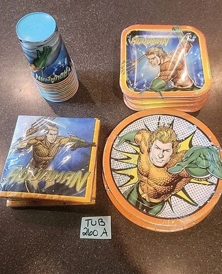 Aquaman Birthday Plates Cups And Napkins - Image 1 of 4