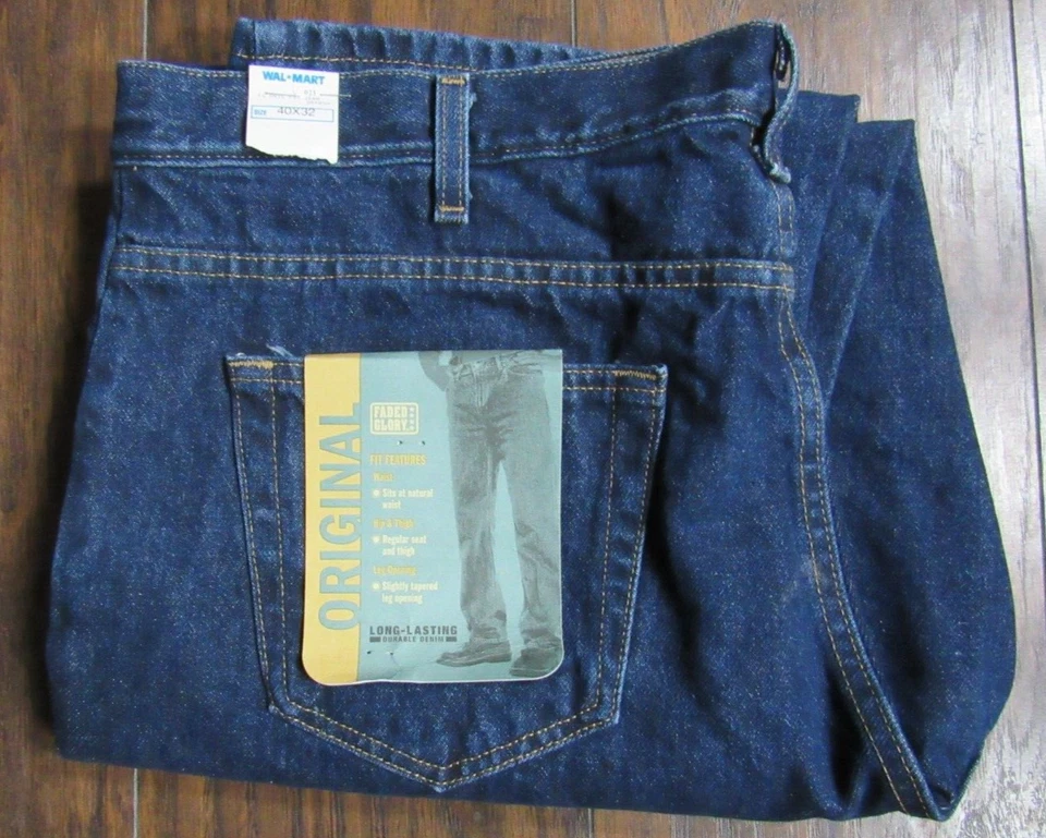 NWT VINTAGE Faded Glory Jeans Mens 40x32 Original Fit Blue Dark USA Made NEW - Image 1 of 1