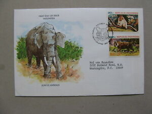 INDONESIA, cover FDC 1977, monkey tiger big cat