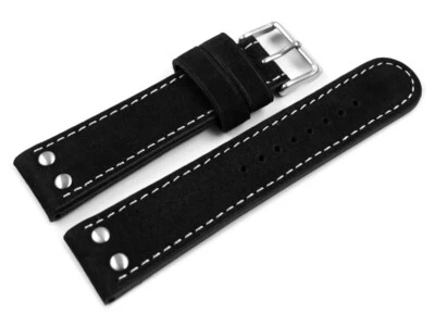 WATCHBAND BERLIN Correa de reloj XL cuero búfalo de agua negro 18 mm 20 mm 22 mm 24 mm