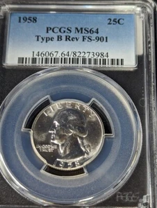 1958 25C PCGS MS64 TYPE B Rev - Picture 1 of 2