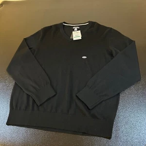 Van Heusen Merino Wool V-Neck Sweater Soft Knit Lightweight Black Mens Large NWT - Picture 1 of 10