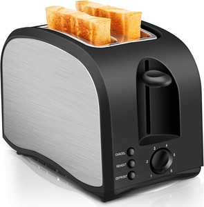 CUSINAID Black Wide Slot Toaster 2 Slice 6-Shade Control ST001 Black