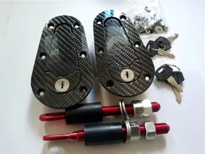 Universal Carbon Fiber Hood Pin Plus Flush Mount latch Kit Lock With Keys DB - Foto 1 di 5